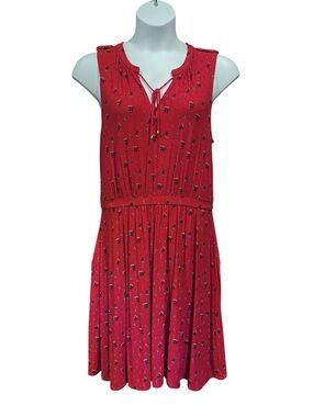 Leifnotes Anthropologie Skipper Dress Red Nautical Anchor Womens Size XL